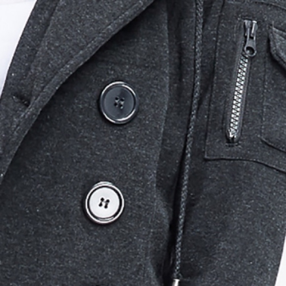 1 Left!{Montrez}Charcoal Gray Hooded Button Jacket - Picture 3 of 3